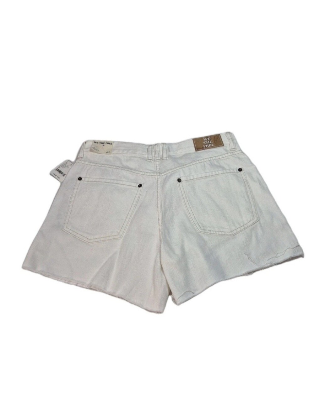 Free People Women's Shorts Size 27 Ivory Denim Raw Hem Fly Botón. 36 - Picture 2 of 13